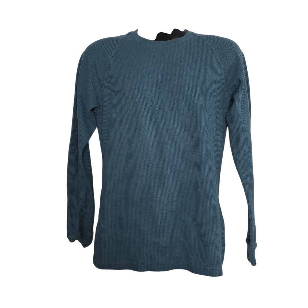 Sun + Stone Men's Size Large Teal Thermal Knit Long Sleeve T-Shirt